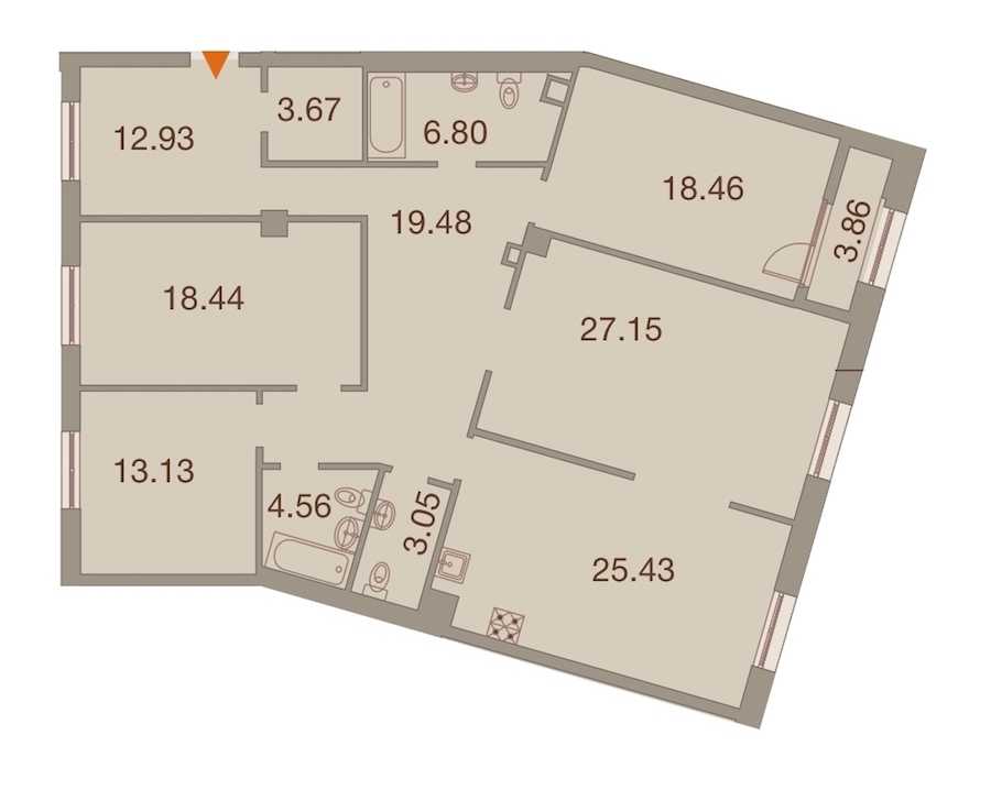Четырехкомнатная квартира в : площадь 154.53 м2 , этаж: 6 – купить в Санкт-Петербурге